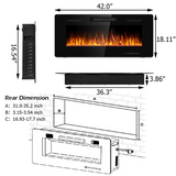 42 Inch Recessed Ultra Thin Wall Mounted Electric Fireplace with remote