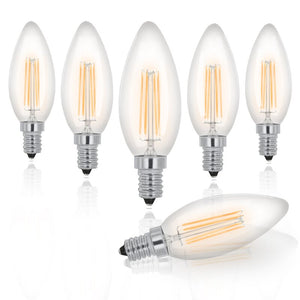 4 Watt (40 Watt Equivalent), B10 Led Dimmable Light Bulb, Warm White - 6 pak