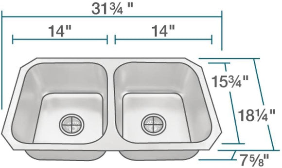 18-Gauge Undermount Double Bowl Stainless Steel Kitchen Sink