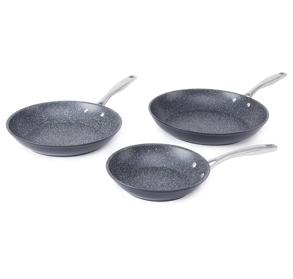 Curtis Stone Dura-Pan 3-Piece Frypan Set - BLACK