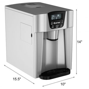 2-In-1 Ice Maker Water Dispenser 36lbs/24H LCD Display, Silver, Special Customer Return
