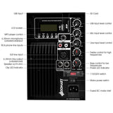 Dual 10 Inch 1600W Powered PA, with bluetooth and fm radio
