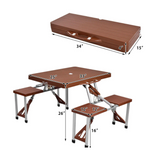 Youth Aluminum Outdoor Picnic Foldable Table with Bench Seats