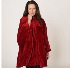 HomeSuite Essentials Zip Front Wrap - GARNET