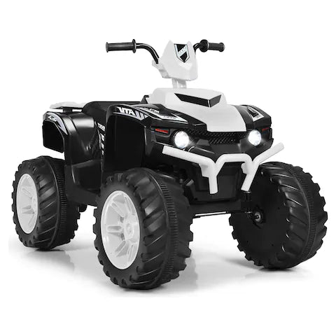Kids 4-Wheeler ATV Quad Ride On Car w/ LED Lights Music Bluetooth USB White 12 V