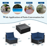 7 Pieces Patio Rattan Sofa Set Sectional Conversation Furniture Set Garden Navy - *UNASSEMBLED/IN BOX*