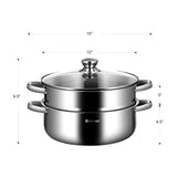 9.5 QT 2 Tier Stainless Steel Steamer Pot