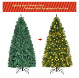 7Ft Pre-Lit PVC Artificial Christmas Tree Hinged w/ 300 LED Lights & Stand *PRE-LIT*