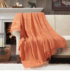 St. Clair Luxe Waffle Throw - RUST
