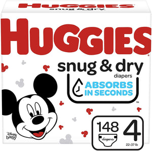 Huggies Snug and Dry, 148 piece Diabers, Size 4, 22 - 37LB