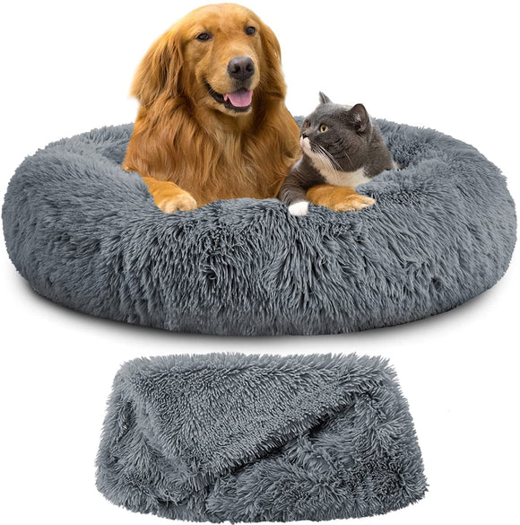 XL Dog Bed, 45`` Round, Dark Grey