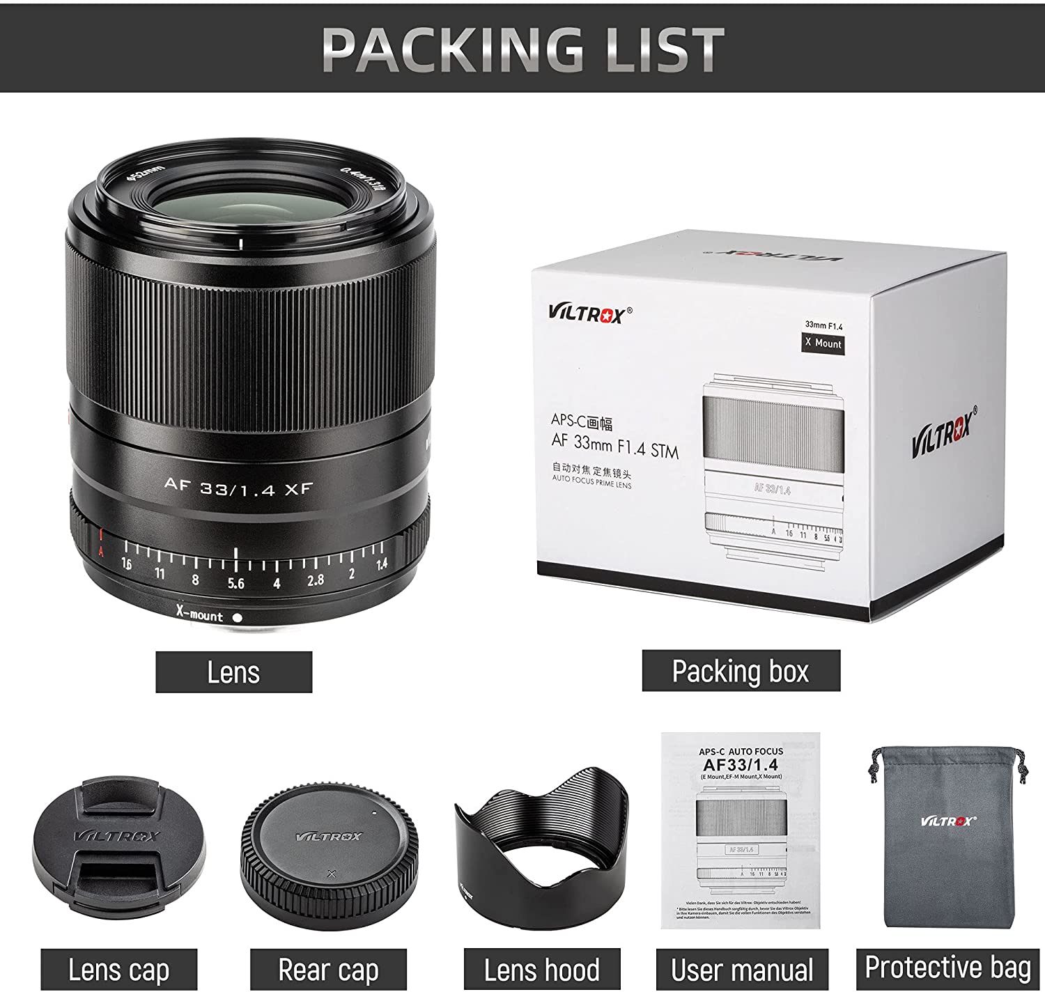 VILTROX X Mount Lens 33mm F1.4 fujifilm X Mount f/1.4 XF AF Auto