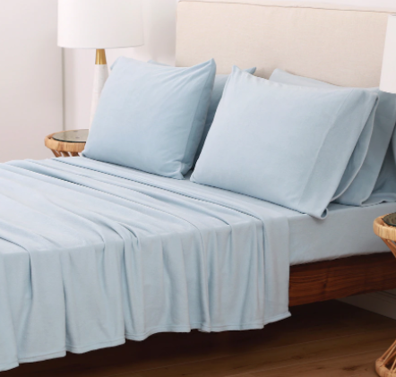 Berkshire Blanket Polarfleece 6 Piece Sheet Set With Bonus Pillowcases - KING - ICE BLUE