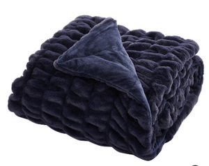 Guillaume Faux Fur 56" x 70" Ruched Throw - NAVY