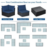 7 Pieces Patio Rattan Sofa Set Sectional Conversation Furniture Set Garden Navy - *UNASSEMBLED/IN BOX*