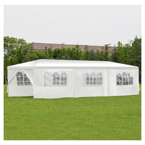 Wedding 30ft x 10 ft white canopy tent, no tent pegs