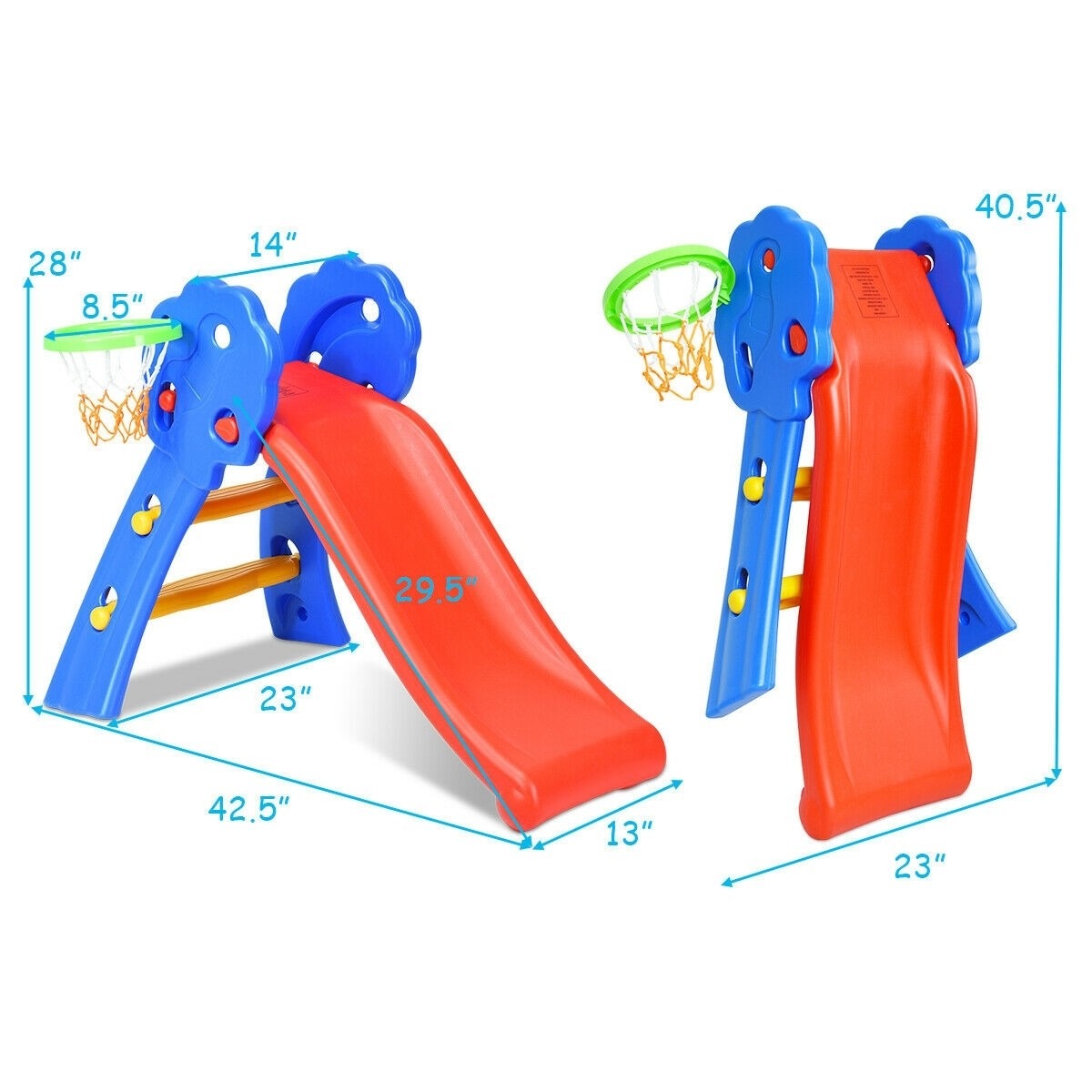 2 Step Children Folding Slide with Basketball Hoop - TY326361, reg $164.99