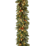 9' Pre-Lit Garland with 100 Warm Clear/White Lights - battery operated with timer