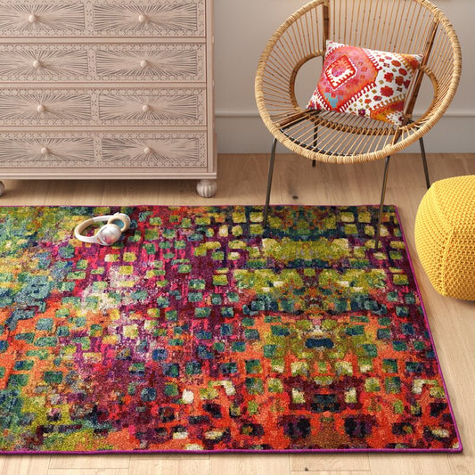 Abstract Yellow/Pink Area Rug 10 x 13 * FINAL SALE*