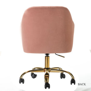 Adan Task Chair, Pink, Gold Legs