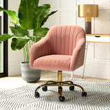 Adan Task Chair, Pink, Gold Legs