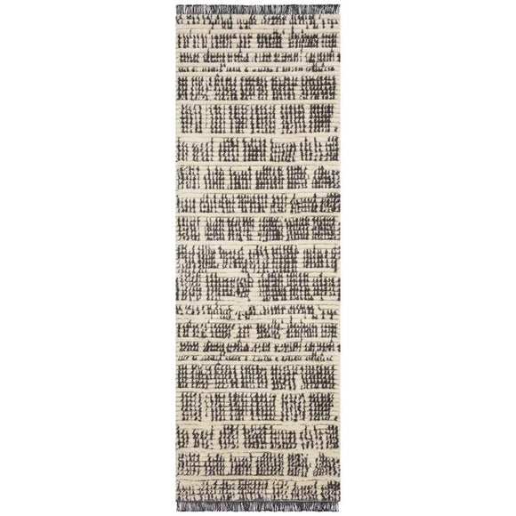 Alice Abstract Area Rug in Cream/Charcoal/Ivory - 2'7 X 8'
