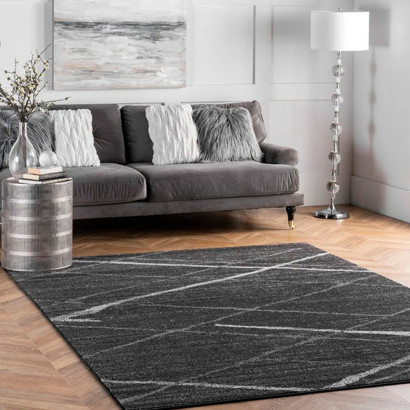 Amiia Geometric Grey Area Rug - 8'6