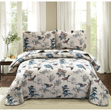 Anajae White/Blue Microfiber Reversible Quilt