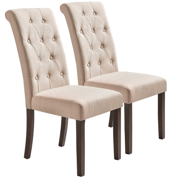 Anza Tufted Linen Upholstered Parsons Chairs (SET OF 2)