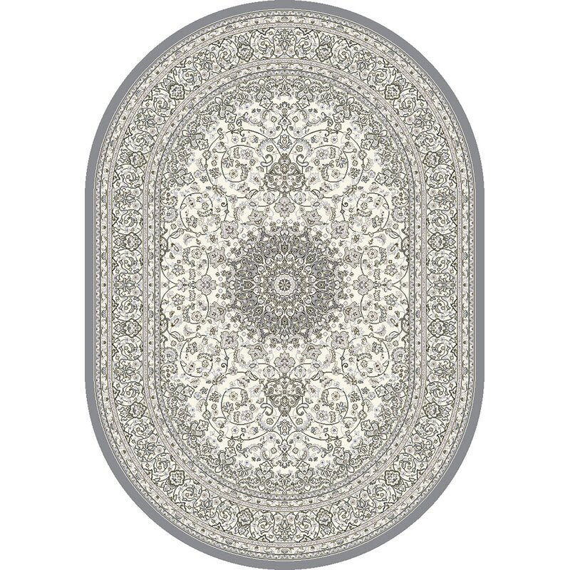 Attell Oriental Cream/Grey Area Rug - Oval 5'3" x 7'7"