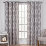 Baronne Geometric Semi Sheer Grommet Curtains, 2 Panels