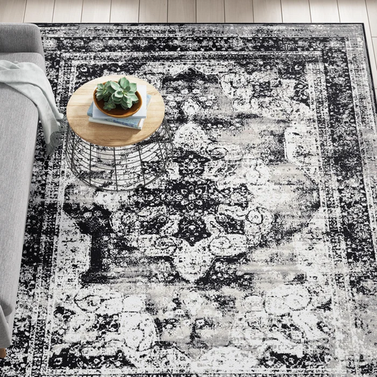 Brandt Oriental Black / Grey / White Area Rug 5`2`` x 8`