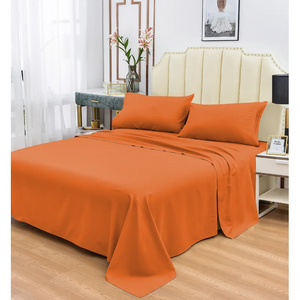 Queen Briette 1800 Thread Count Rayon from Bamboo Sheet Set, Orange