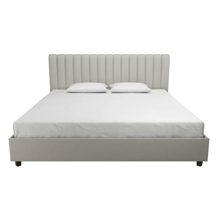 Brittany Tufted Upholstered Low Profile Headboard , White, King *HEADBOARD ONLY*