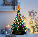 15'' Prelit Hand-Painted Ceramic Tabletop Christmas Tree