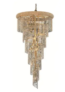 SPECIAL-Gold Sterns 22 - Light Unique Tiered Chandelier missing Crystal Accents