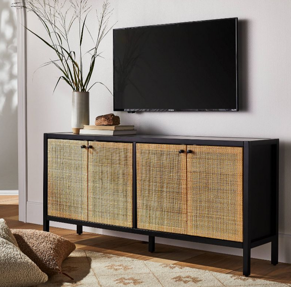 Caned Door TV Stand for TVs up to 60