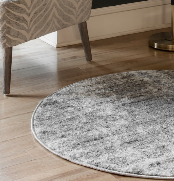 Grey Oval Indoor Abstract Area Rug