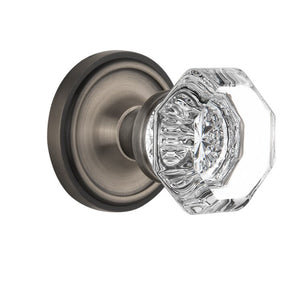 Clear Crystal Waldorf Double Dummy Door Knob with Classic Rosette