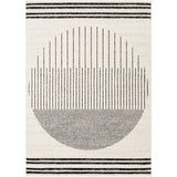 Corum Abstract Area Rug in Black, Ivory - 6'7" x 9'