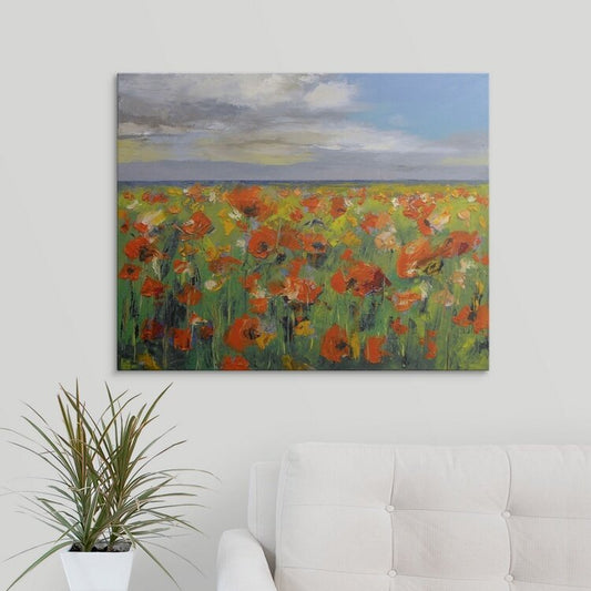 Poppy Field with Storm Clouds, 29`` x 36``