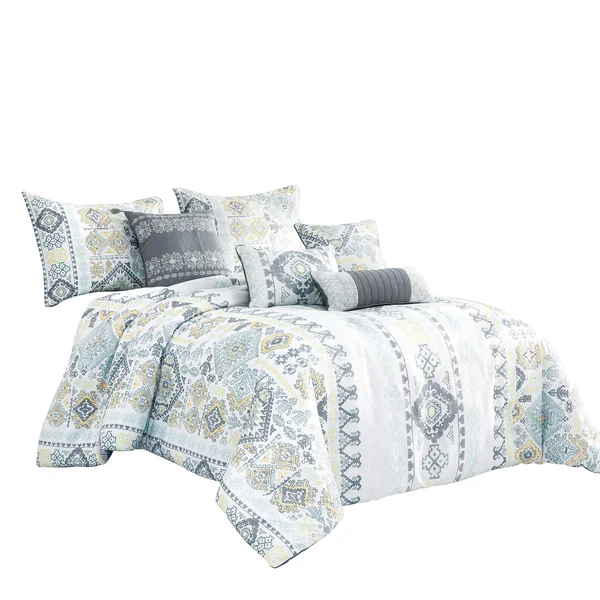 7 Piece Bedding Comforter Sets, Queen size