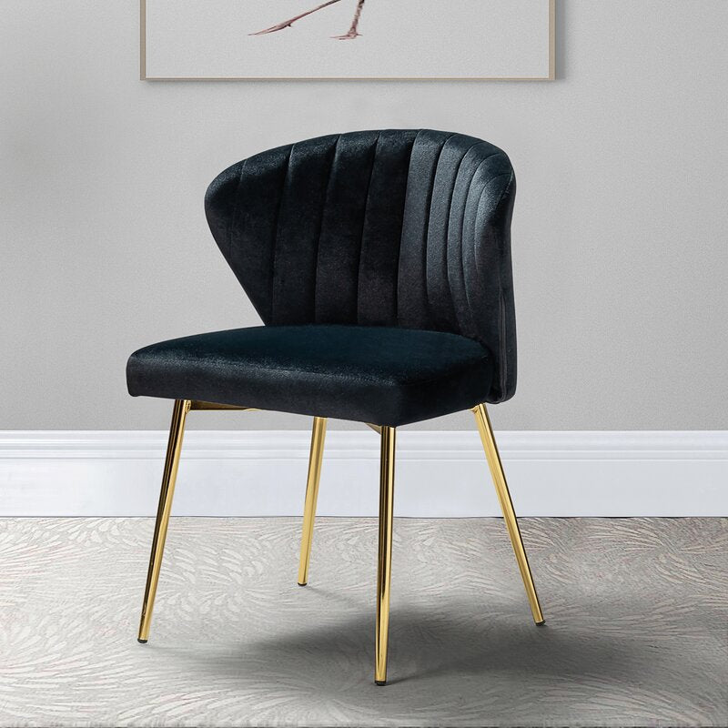 Esmund 20`` Tufted Velvet Side Chair, black, Small in Size