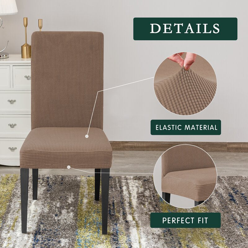 Dierfeut Box Cushion Dining Chair Cover, set of 4, camel