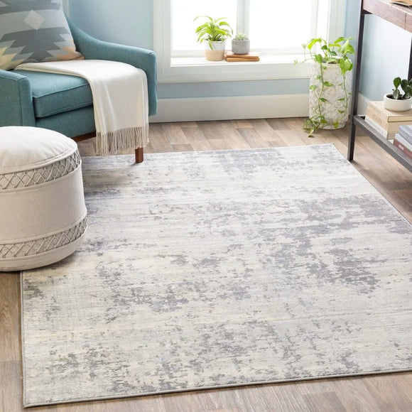 Dov Abstract Area Rug in Grey/Cream - 7'10