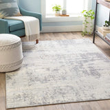 Dov Abstract Area Rug in Grey/Cream - 7'10" x 10'3"