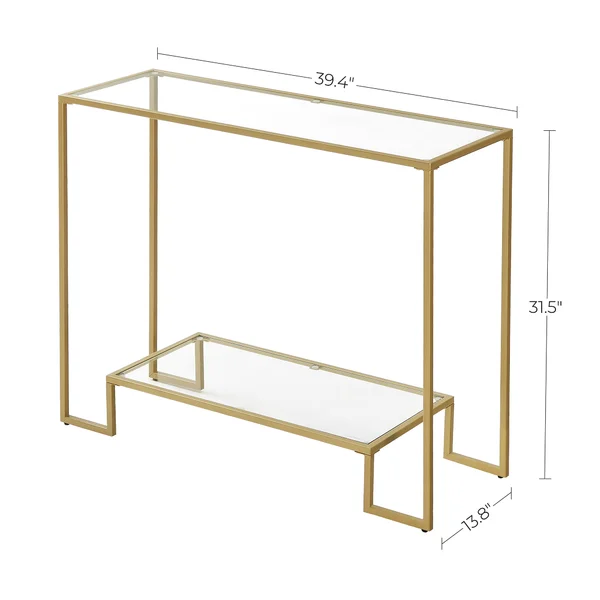 Doynton 39.4`` Console Table, glass, brushed golden frame - fully assembled