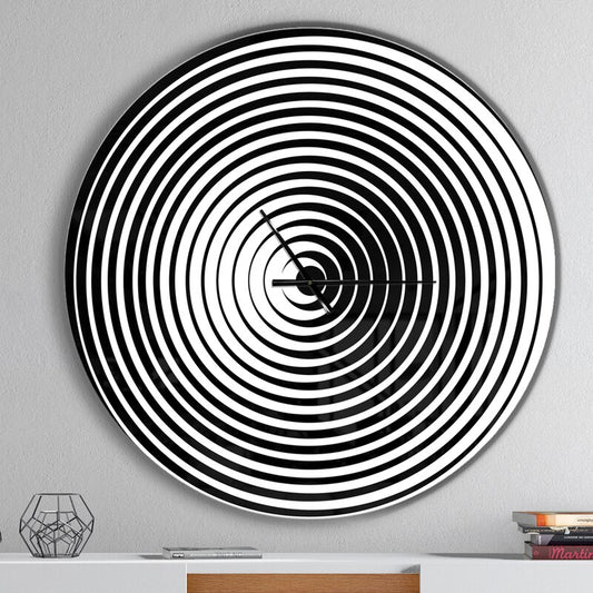 East Urban Home Black And White Optical Illusion Modern Wall Clock