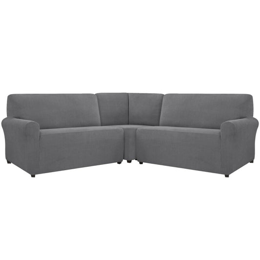 Elastic Corner Combo Box Cushion Sofa Slipcover, sectional, grey