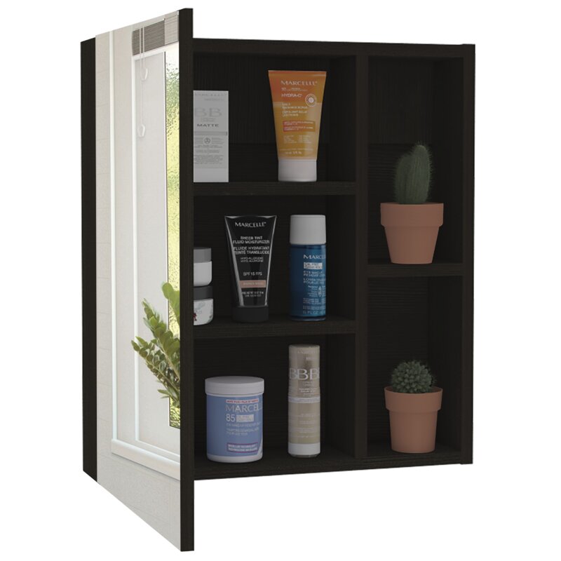 Black Eliashiv Surface Mount Frameless 1 Door Medicine Cabinet